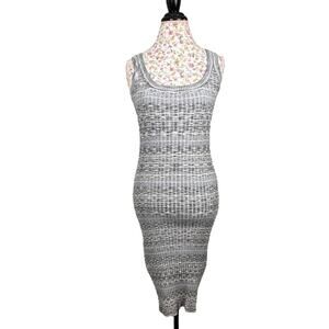 Moda International Ribbed Knit Scoop Neck Gray Tank Bodycon Midi Dress Medium